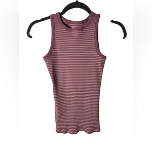 Nine West Essential Women’s Sleeveless Ribbed Tank Top Striped Mauve Size XS